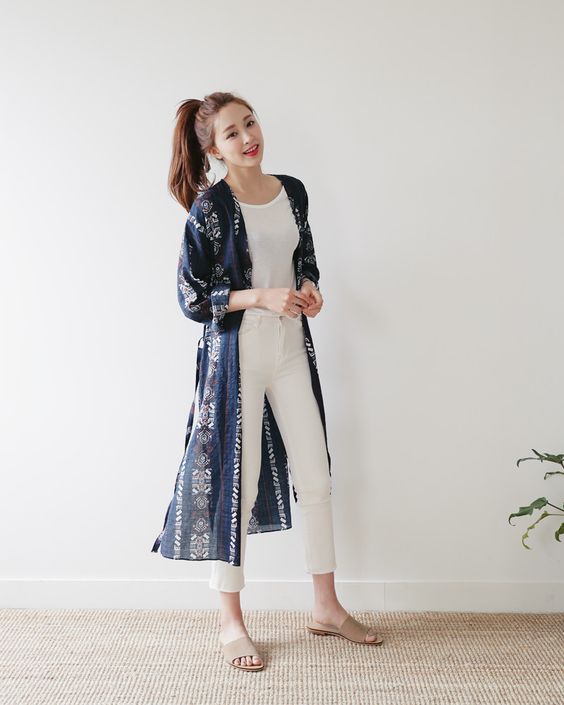 藍白穿搭　優雅 